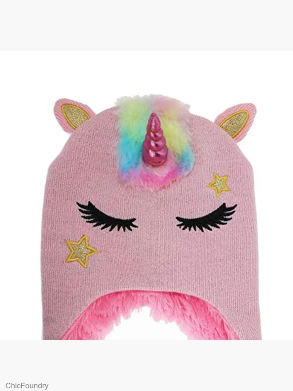 Girls Glitter Unicorn Beanie Hat and Glove Set Knitted Fleece Lined Winter Set